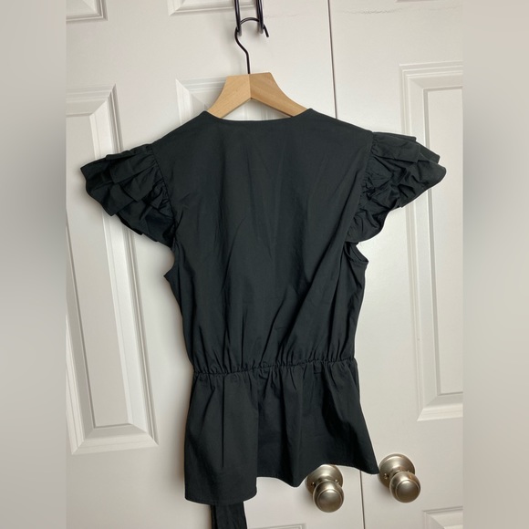 EXPRESS Black Ruffle Wrap Shirt XS - Picture 7 of 8